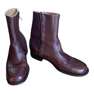 Vintage Leather O’Sullivan Oxblood Zip Up Square Toe Beatles Boot Unisex 6 Men